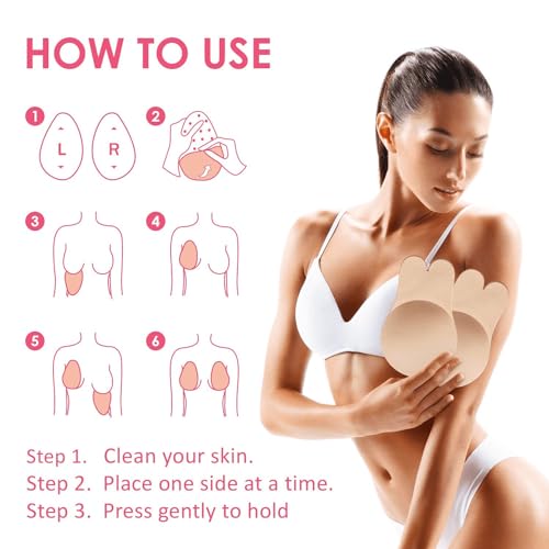 Belanto Women's & Girls Nipple Cover Strapless Bra Instant Breast Lift Sticky Bra Backless Invisible Push up Self Adhesive Bra Reusable Breast Lift Up Wire Free Bra Beige - Image 4