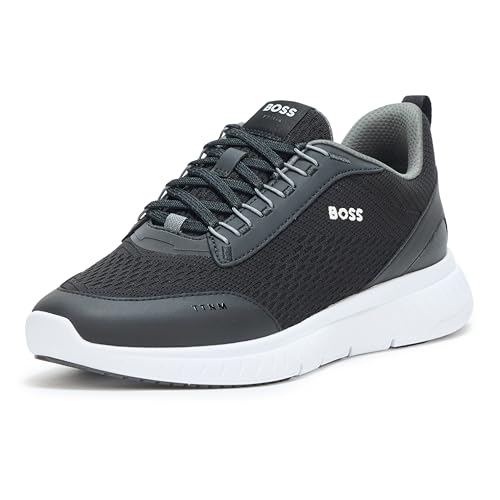 BOSS, Modern Knit Structure Running Sneaker, Castlerock Black, 9