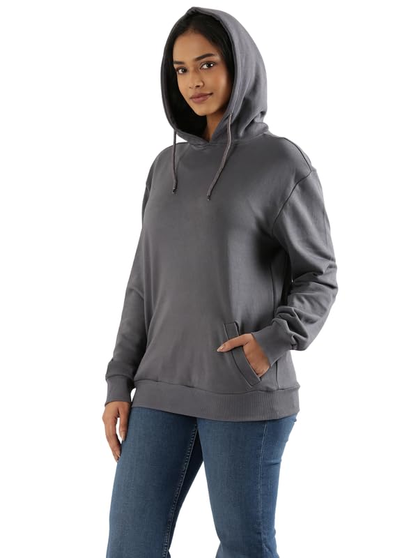 Image of SAADAA Unisex Pullover Fleece Hoodie for Men & Women | 100% Cotton Top Surface | Fleece Inner | Casual Fit | 2 Pockets | Winter Wear