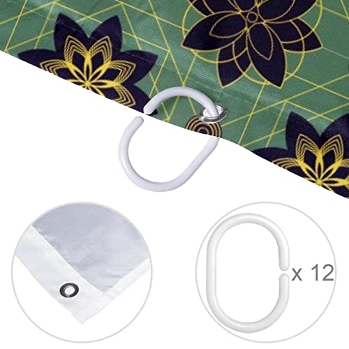 Rideau de douche vintage fleurs vertes imperméable 168x183 cm - 5