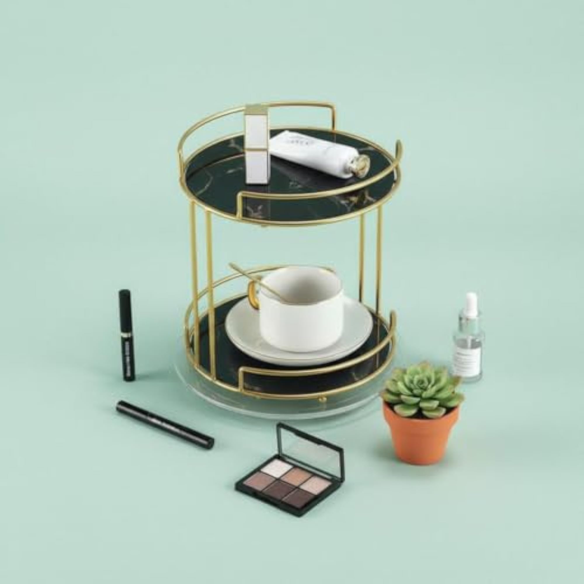 Space-Saving 2-Tier Makeup Organizer