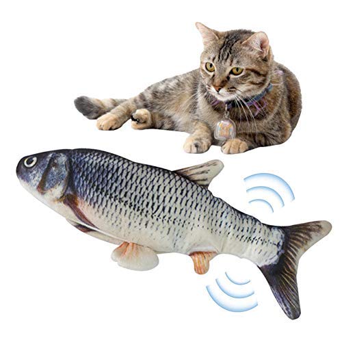 bouncevi Cataire pour Chat,Jouet pour Chat Poissons Agités Saut Électrique Poissons Automatique Simulé USB en Peluche Jouet Interactif Rechargeable Jouet À Mâcher