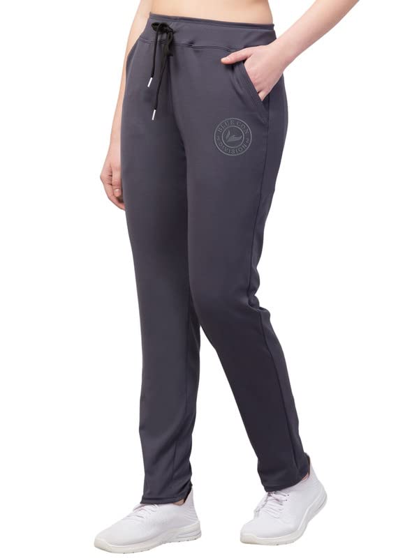 Image of BLUECON Women's Plain Solid Regular Fit Straight Leg Open Bottom Polyester Track Pant /Plazo Pant with Brand Logo