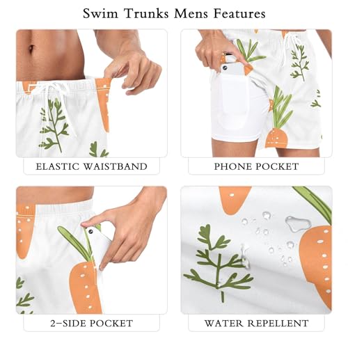 xigua Cute Carrots Mens Swim Trunks with Liner, 5 inch Quick Dry Mens Boardshorts for Beach3