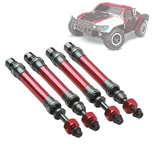 RC Drive Shaft, 4Pcs CVD Front Rear Drive Shaft Metal Transmission Axle Upgrade Parts Accessories for Traxxas Slash 4X4 1/10 RC Car (Red)