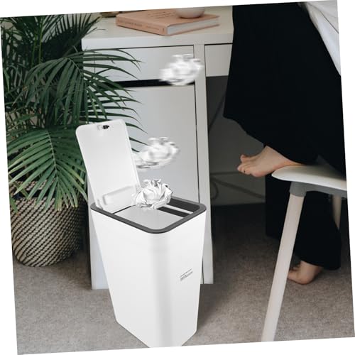 Caneca de basura rectangular con tapa para baño y cocina miniatura 6