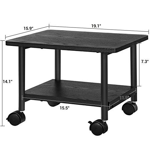Vasagle Industrial Under Desk Printer Stand, 2-Tier Mobile Machine Cart With Shelf, Heavy Duty Storage Rack For Office And Home, Black Uops02B #TOP3