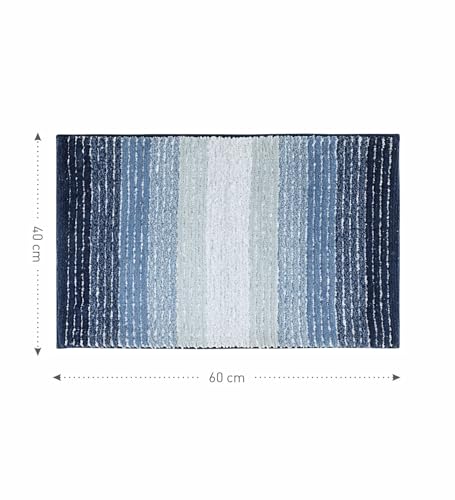 Image of Obsessions Soft & Plush Bath Mat | Quick Dry, Stain & Skid Resistant | Luxuriously Soft, Long Lasting Color | TPR Latex Backing, Size 40x60 cm, Light Blue & Dark Blue