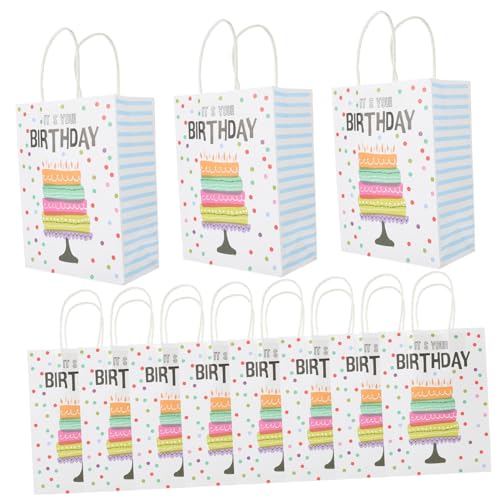 Holibanna 24 Piezas Bolsas de Fiesta de Cumpleaños para Dulces Bolsitas de Kraft con Diseño de Pastel para Celebraciones Infantiles de Cumpleaños