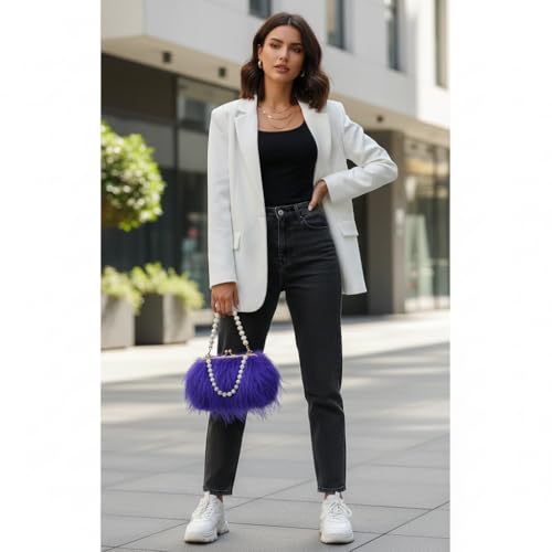 Image of Feather Purse Clutch For Women Ostrich Feather Handbag Shoulder Crossbody Evening Bag | Feather Purse