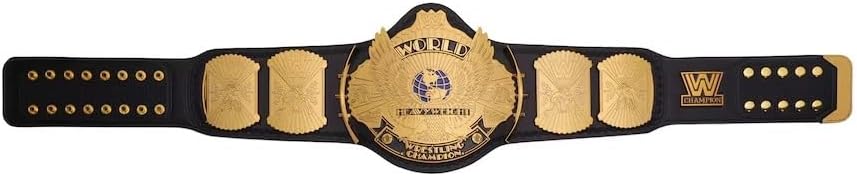 Winged Eagle Wrestling Championship Title Belts Adult Size Upto 46" Wrestling Replica - 2mm Gold Coated Metal (Black)