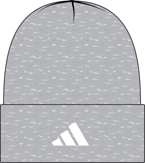 adidas Unisex New Logo Beanie Cuff Hat, Light Grey Heather/White, S-M – Ansicht 3
