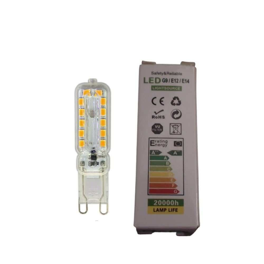 YSJX Lighting, Confezione da 20, Lampadina Faretto LED AC220V G9 SMD2835 2W/3W Illuminazione Domestica Lampadario Lampada Lampadine per la casa(Warm White,Transparent 22LEDs)