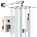 Rainfall Shower System Brushed Nickel with High Pressure ?10 inch Shower Head Hand? Square Shower Head? Bathroom Luxury Rain Mixer Shower Complete Combo Set Wall Mounted
