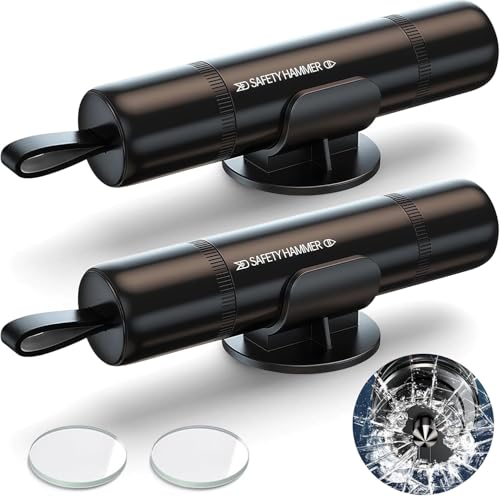 2 Stück Auto Sicherheitshammer,2 in 1 Gurtschneider Notfallhammer,Gurtschneider,Tragbarer Glasbrechâ€¦ – Miniatur