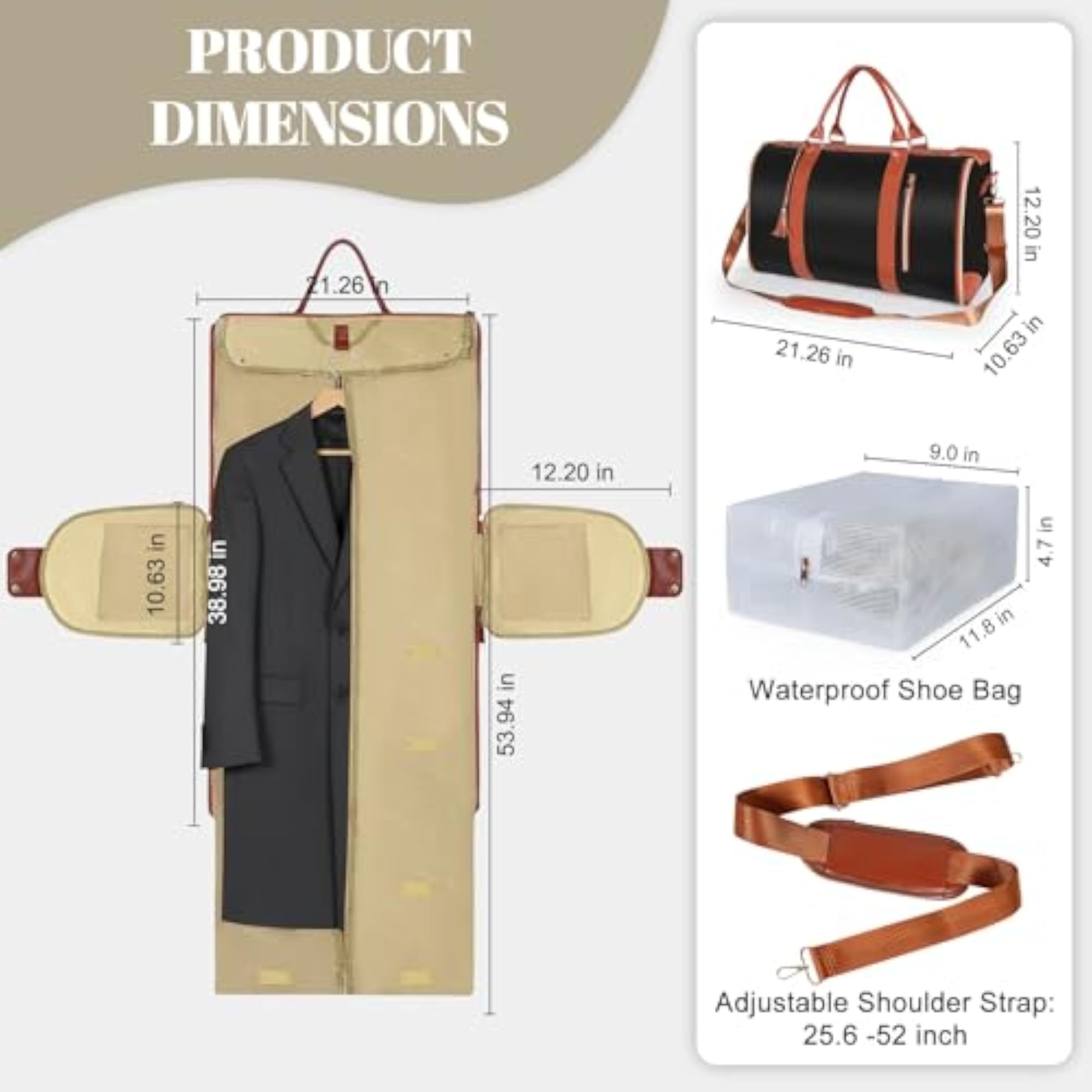 Convertible Carry-On Garment Bag with Shoe Pouch