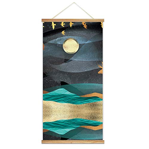 SIGNFORD Wooden Framed Hanging Poster Nordic Style Nature Landscape Wall Picture Poster Artwork for Home Decoration Ready to Hang - 18"x36"