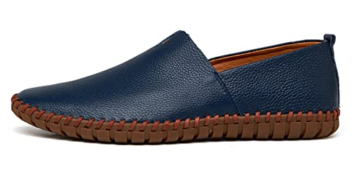 Santimon Men's Leather Espadrille Slip-On Plain Toe Casual Dress Loafer Shoes2