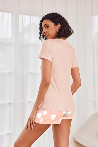 Image of Ekouaer Womens Pajama Sets Short Sleeve Pajamas for Women Sets Soft Lounge Sets Casual V Neck Sleepwear PJS