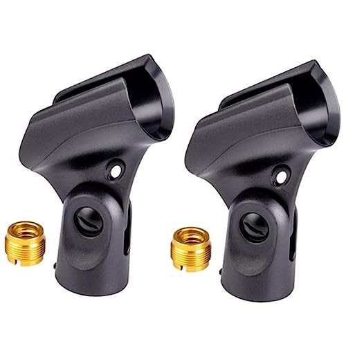 NULYLU 2個 マイククリップ マイクスタンドブーム ブームマイクアーム 立つ マイクスタンドクリップ マイククランプ マイクスタンド用電話ホルダー ケーブル Black プラスチック、合金