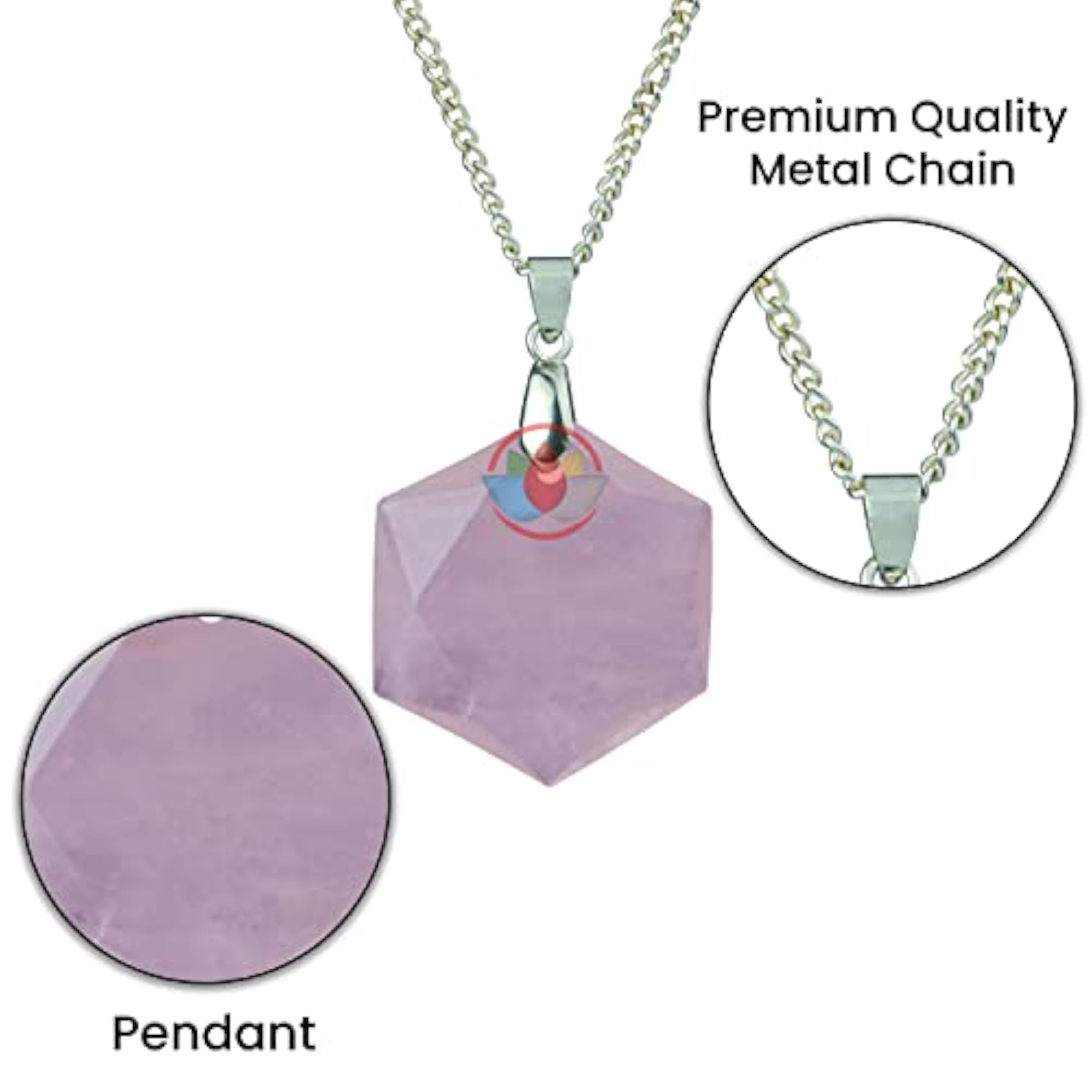 Natural Rose Quartz David Star Pendant Necklace