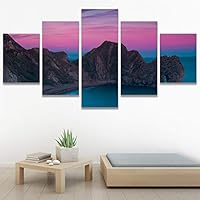 SIGNWIN 5 Panel Canvas Wall Art Aerial Astronomy & Space Expressive Global Moon Multicolor Photography Realism Warm for Home Decorations Ready to Hang - 60