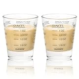 GLASKEY Schnapsgläser Messbecher 2 Stück,Espresso Schnapsglas mit 4 Tipos de Escala (Unze/ML/TSP/TBSP), Spülmaschinenfest,Perfekt für Kaffee,Cocktails und Küche (Schwarz)