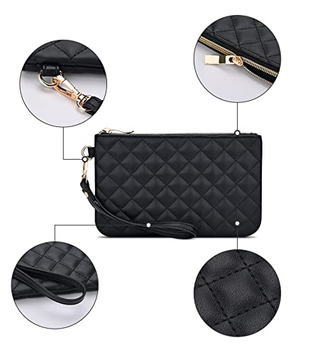 Gayi Urban Quilted Wristlet Purse For Women, Vegan Leather Wristlet Pouch Zip Clutch Bag thumb #3