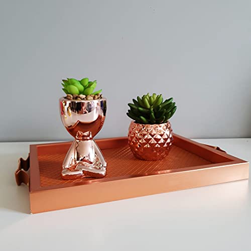 Vaso Cerâmica Abacaxi Metalizado, Bico de Jaca (Rose Gold)
