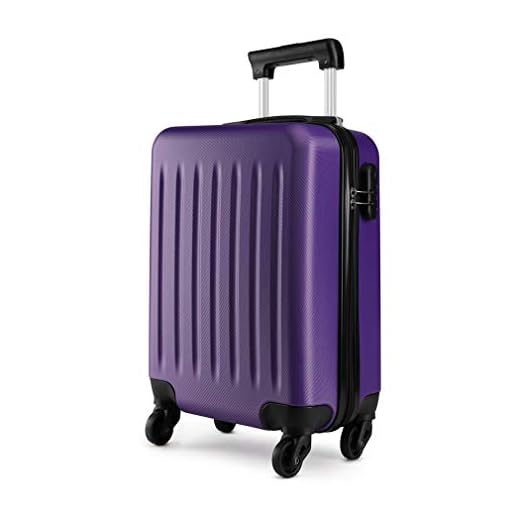 Kono Maletas de Viaje Cabina Pequeña Trolley Cabina ABS Rígida Ligera Equipaje de Mano con 4 Ruedas, 48x30x20cm, Morado