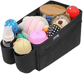APRAMO Travel Buddy Car Seat Organizer Foldable Auto Back Seat Children Toy Snack Book Storage Box with Cup Holder for Kids Toddler Baby Boys Girls (Buddy)