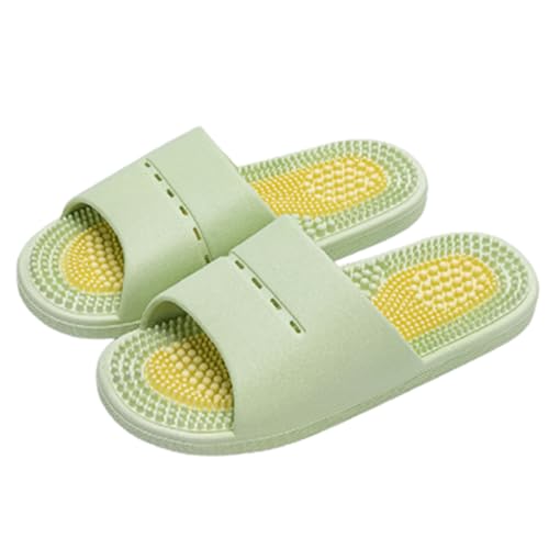 Massage Slippers Men and Women,Home Anti Slip Foot acupoints Bathing Massage Sandals,Summer Pressure Arch Breathable Beach Shoes(Size:EU 35/36,Color:Green)