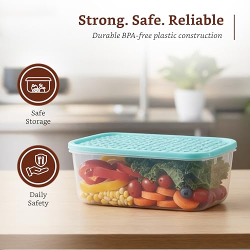 Image of Amazon Brand - Solimo Plastic Container Set with Airtight Lids | BPA-Free | Microwave & Dishwasher Safe | Kitchen Storage Containers | Set of 17