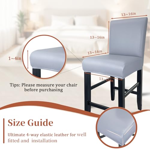 Image of PU Leather Bar Stool Covers with Backs Waterproof Bar Stool Chair Covers