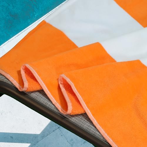 Superior Cabana Cotton Lounge Chair Cover, Outdoor Towel/Chaise Furniture Covers, Terry Cloth, Beach, Spa, Swim Accessories, Pool Chair Cover, Soft, Quick Drying, 32" x 102", Orange by SUPERIOR - Image 7