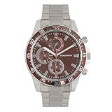 Radiant - Reloj Analógico de Analógico para Hombre, Caja Redondo de 44,00 mm Marrón, Esfera Marrón, Brazalete de Acero Plateado/Gris con Cierre Deployant, Pila Incluida, Resistente al Agua 5 ATM