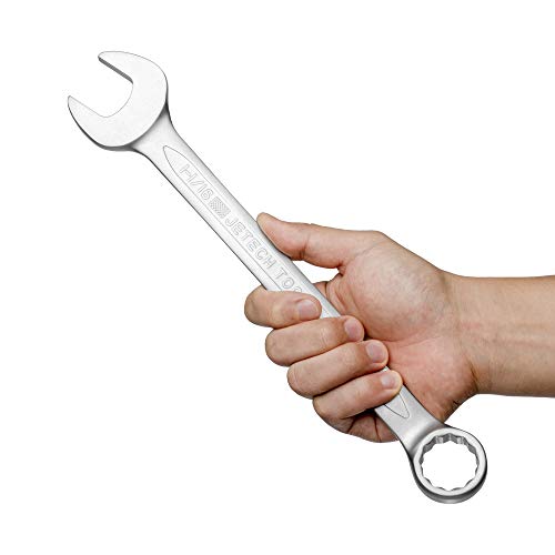 Image of Jetech 1-1 /16 inch Combination Wrench, SAE 12-Point Chrome Vanadium Steel Spanner, Industrial Grade with 15-Degree Offset, Sand Blasted Finish, Heat-Treated Forged Tool