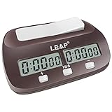 LEAP Chess Clock Digital Chess Timer Professional for Board Games Timer with Alarm Function (Official Store) Brownish Red