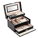 Kealive Jewelry Box, PU Leather Jewelry Organizer Case with Mirror Lock Suits Rings, Necklaces, Bracelets, Earrings, Ear Studs, Hairpins Brooches for Women