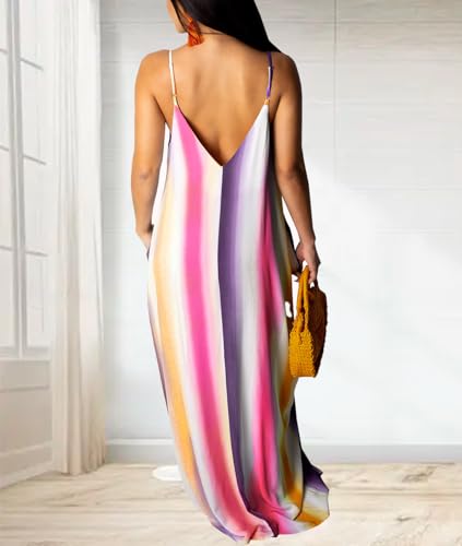 Image of Summer Maxi Dress for Women 2026 Plus Size Sundresses Casual Sexy Floral Sleeveless Beach Long Dress with Pockets