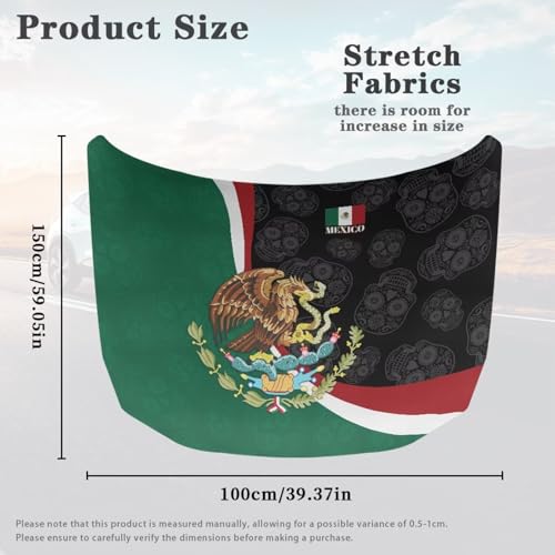Image of Mexican Flag Design Car Hood Cover Elastic Polyester Car Hood Protector Auto Hood Flag Waterproof Sun-Proof Automotive Accessories for Sedan SUV Truck Pickup