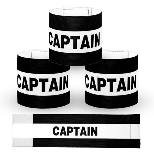 3PCS Captain Armbands, 8x31 Cm/3.15x12 Inch Black Soccer Captain Armband Adjustable Leader Armband...