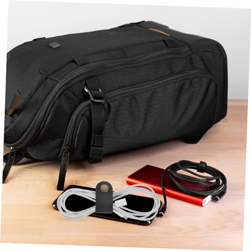 TEHAUX 5 piezas Sujetacables para debajo del escritorio Organizador de cordones de cuero miniatura 4