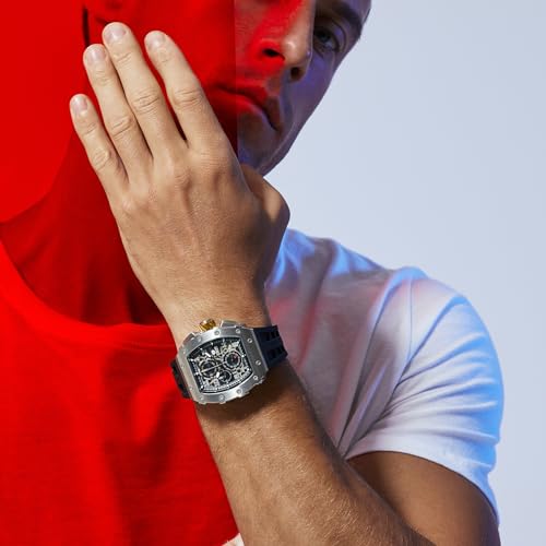 Image of Tsar Bomba Mens Watches Quartz Wristwatch for Men Waterproof 50M Analog Luxury Tonneau Chronograph Calendar Date Men's Dress Business Work Watch Gift for Men