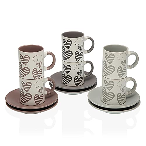 Versa, set 6 piezas café sena, linea servicio de mesa, tazas