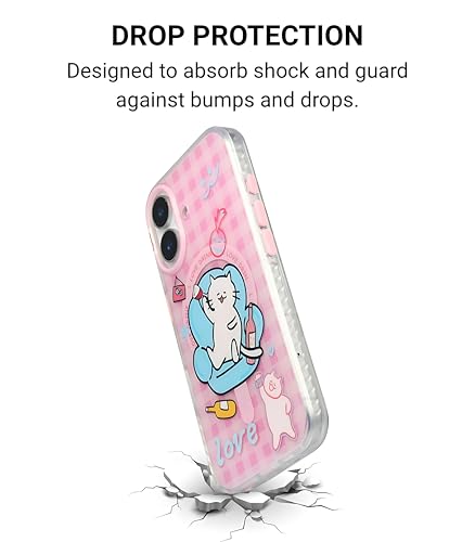 Image of Couch Queen Series Case for iPhone 16 Compatible with Wireless Charging | Fun Lazy Cat Cartoon Design with Glossy Finish | Slim Shockproof Protective Back Cover | Couch Queen Edition