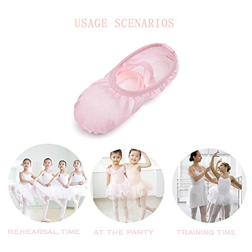 image for STELLE Girls Ballet Dance Shoes Satin Slippers Gymnastics Flats Split 