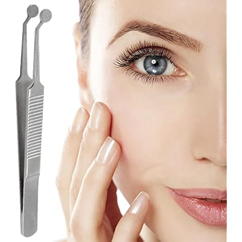 Kisbeibi Meibomian Gland Expressor, Stainless Steel Meibomian Gland Expressor Forceps Eyelid Massage Tweezers for MG Issue Dry Eyes, Round Tip - Easy to Use(Silver) Cover