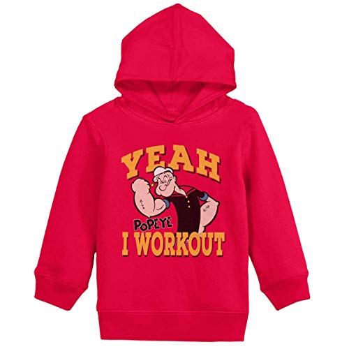 Brisco Brands Yeah I Workout Popeye The Sailor Man Boy Girl Hoodie Sweatshirts Red