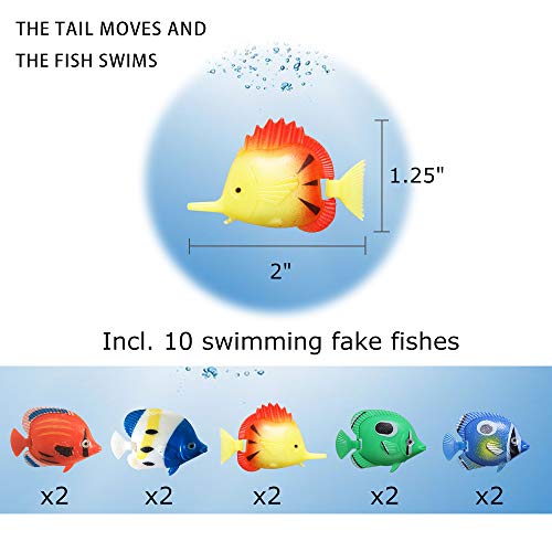 YUDA 3.3ft Sensory LED Bubble Tube Floor Lamp with 10 Fake Fishes & Widened Base, 8 Changing Light Colors Remote Water Tower Tank with Wall Bracket Accessory Aqua Night Light for SPD - Thumbnail 6